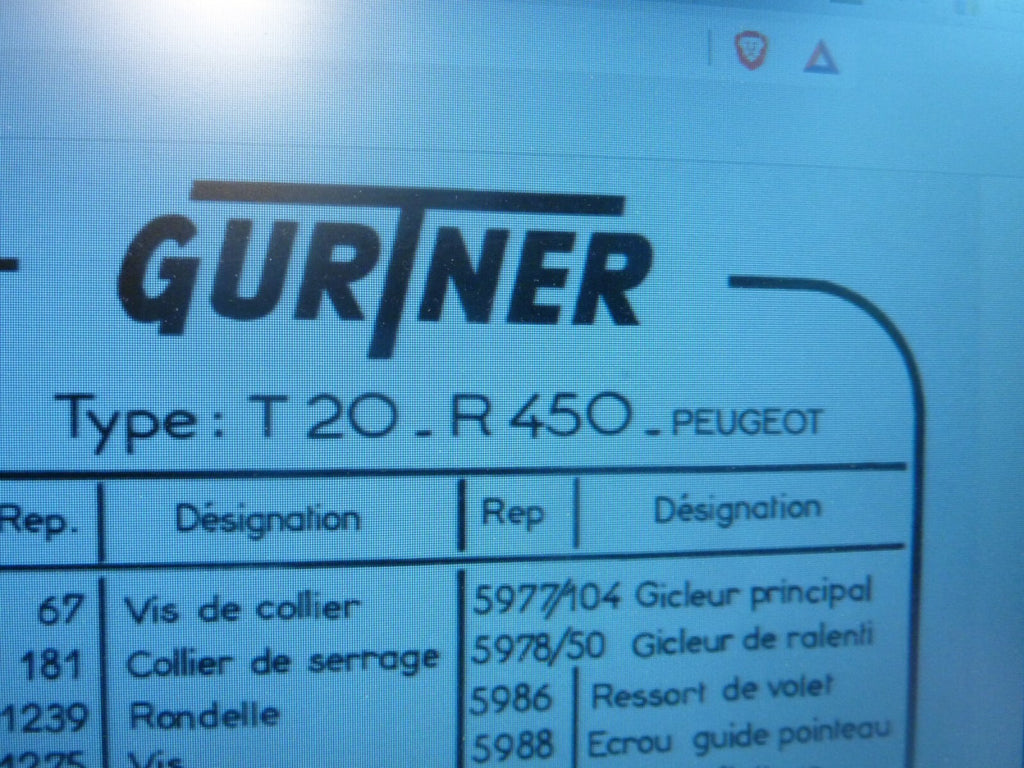 1 cuvette 6325 gurtner  carburateur Peugeot T20