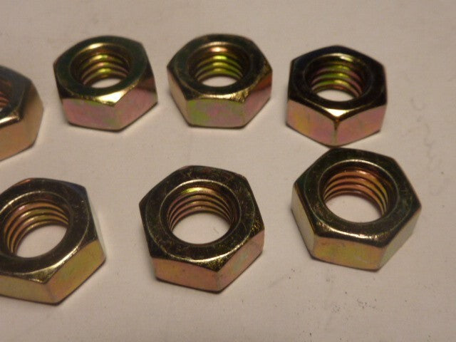NOS 8  Écrou  acier doré vintage M8 pas de 1.25