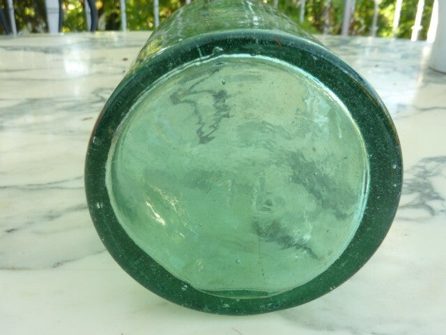 ANCIENNE BOUTEILLE EN VERRE PUBLICITAIRE - BOUCHON EN PORCELAINE - L'IDÉALE