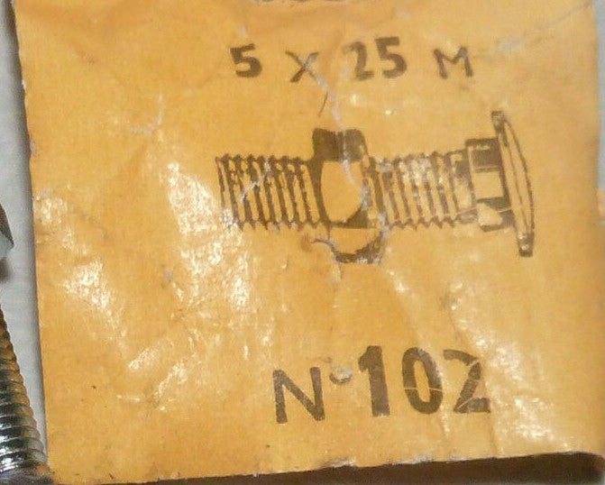 ✨ Ancien stock / NOS – 2 vis Algi – M5 x 25 mm – Tête ronde à méplat avec collet
