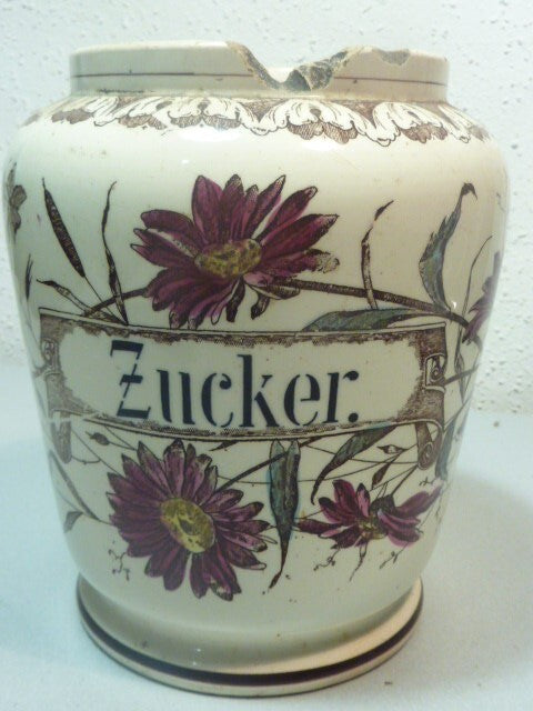 Vase pot a sucre céramique faïence A. H. ANNABURG  zucker GERMANY -  1874 - 1923