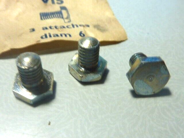 ✨ NOS Vintage ALGI Lot de 3 Vis / Attaches Plateau de Pédalier – Ø6 mm – Vélo ✨