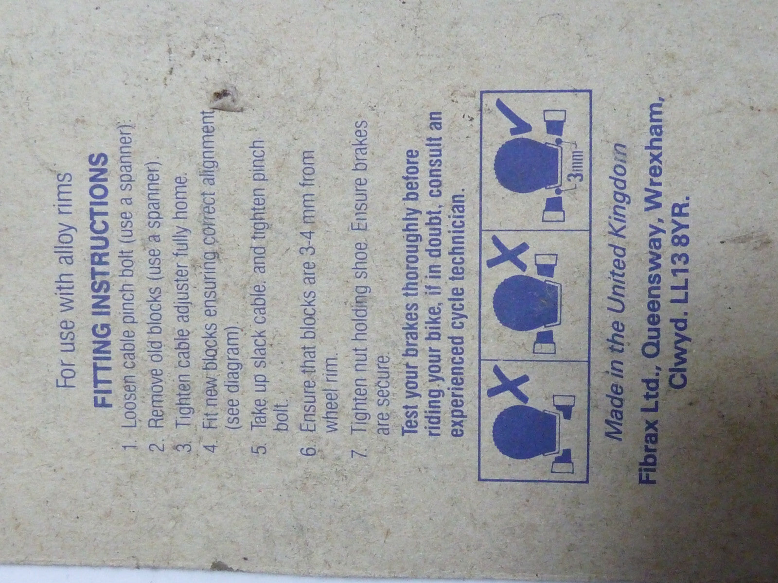 NOS neu patins de freins de velo vintage  Fibrax SH299 pour shimano campagnolo