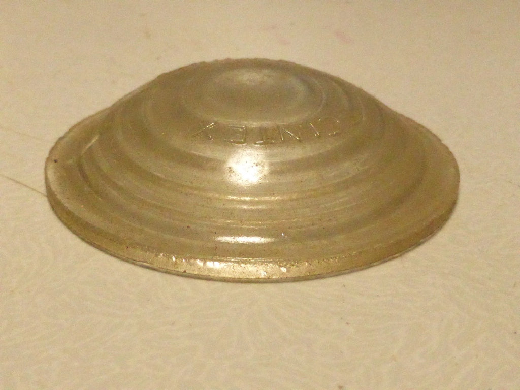 Ancien Cabochon en verre transparent SCINTEX 50 mm Ø velo moto auto tacot