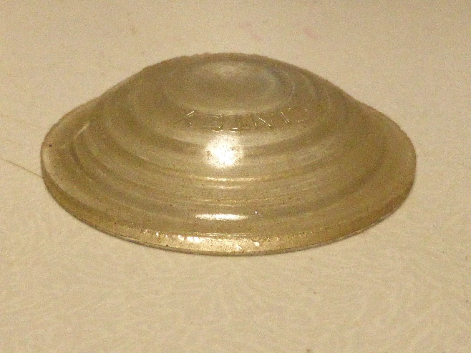 Ancien Cabochon en verre transparent SCINTEX 50 mm Ø velo moto auto tacot