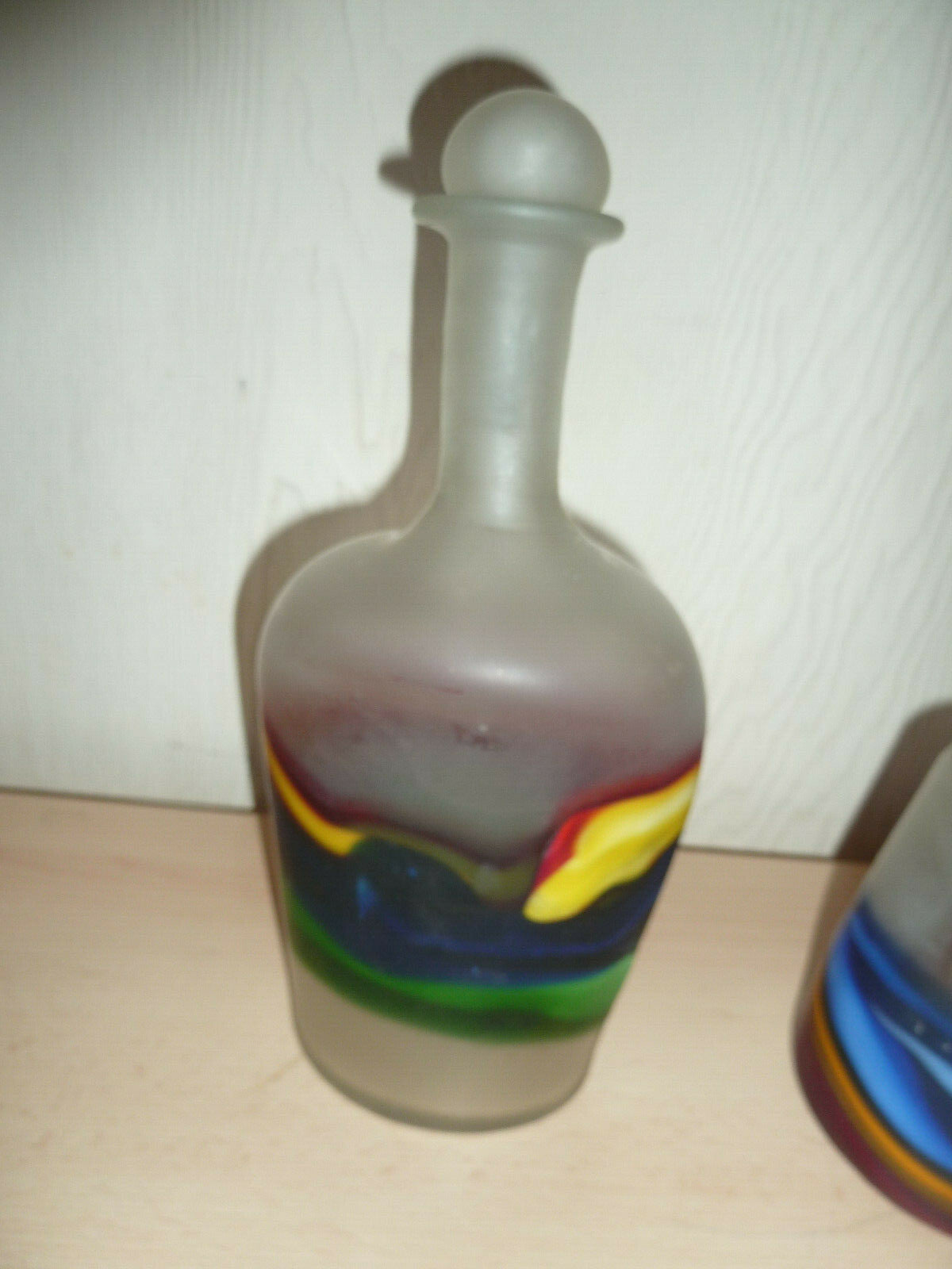 Perses verrerie Golkar Glass  2 pièce bouteille et vase signée verre soufllé