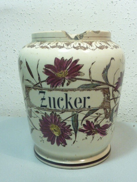 Vase pot a sucre céramique faïence A. H. ANNABURG  zucker GERMANY -  1874 - 1923