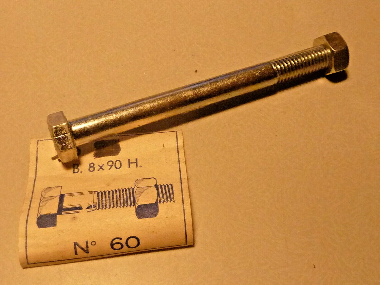 1 vis boulon Axe diamètre 8mm x 90 mm  fixation mobylette moto solex Algi 96 mm