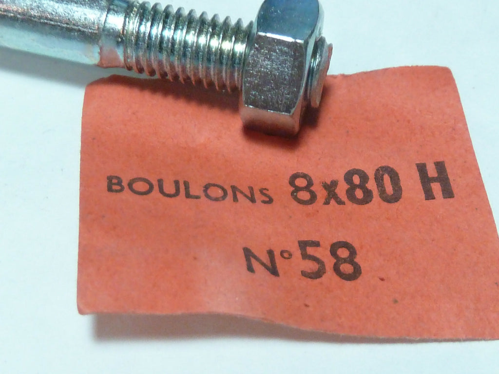 ✨1 vis boulon Axe diamètre 8 x 80 mm  fixation mobylette moto solex Algi 86 mm✨