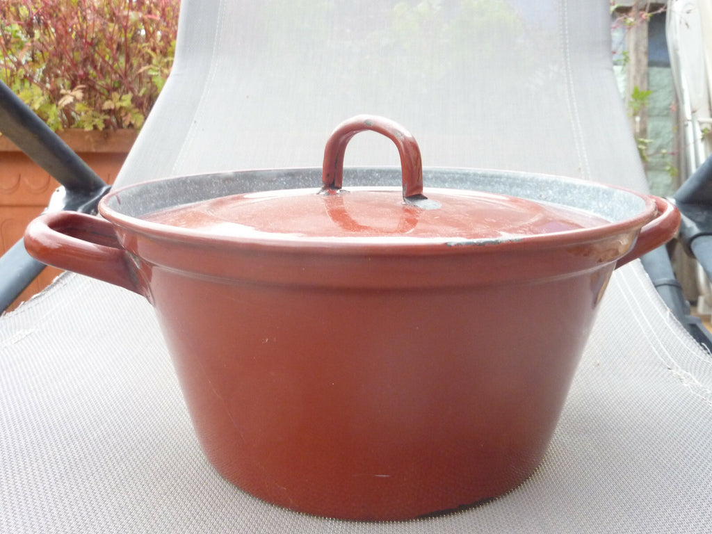 Ancienne casserole faitout émaillé charlotte vintage art deco