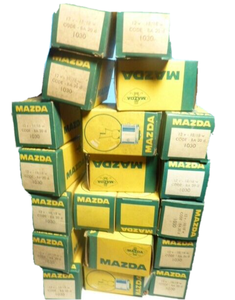 NOS 22 ampoules MAZDA éclairage vintage  12V 18/18 W BA 20 d jaune Bulb BA20d