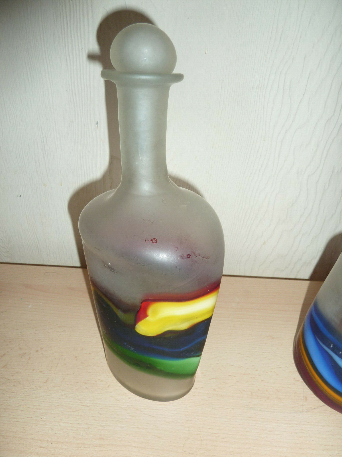 Perses verrerie Golkar Glass  2 pièce bouteille et vase signée verre soufllé