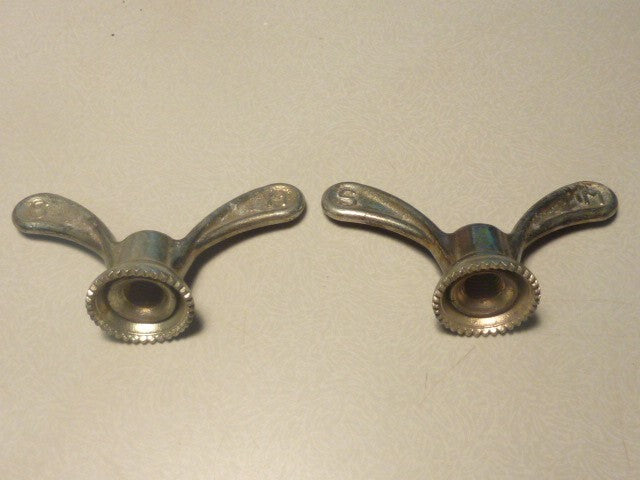 2 anciens Ecrous Papillon Velo Ancien Set Wing Nuts Brass 8 mm vintage Sova