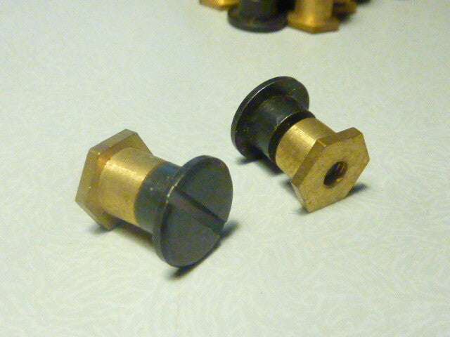 ✨ NOS / Neuf 2 Vis doublet tête ronde carter Bolt Screw Laiton & acier Vintage ✨