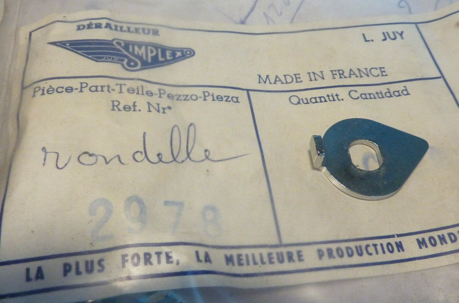 NOS 1 patte dérailleur simplex  2978 pour S0 SX110 vintage