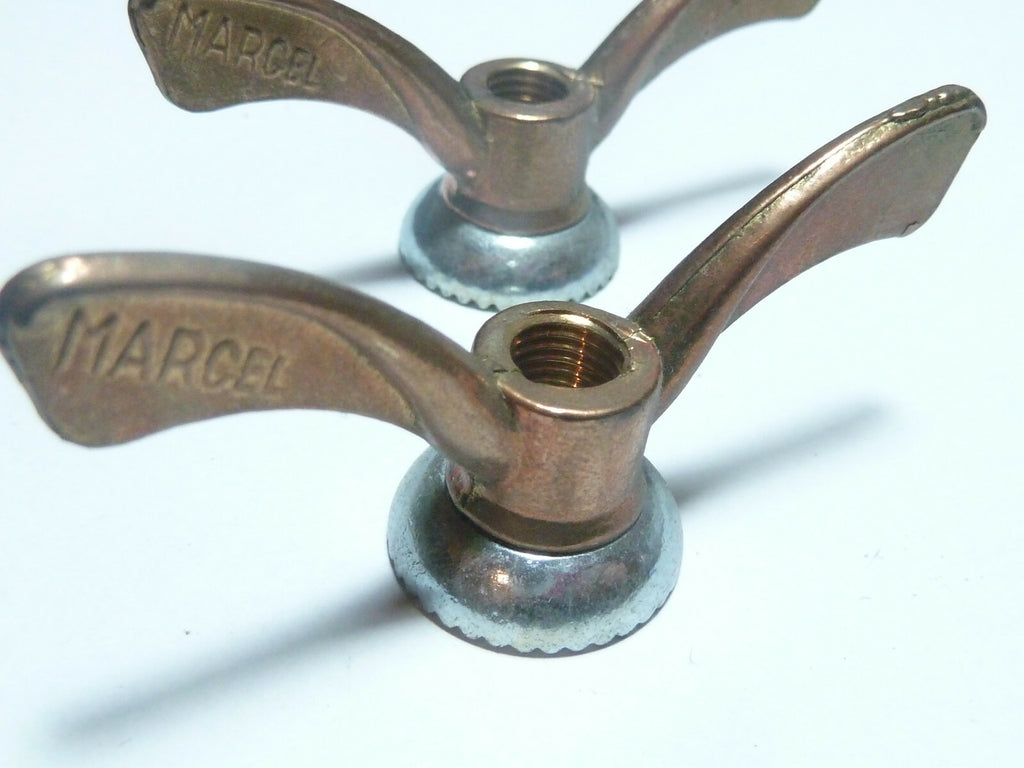 NOS 2 Ecrou Papillon ancien Velo  Set Wing Nuts Brass 5/16 vintage Torino Marcel
