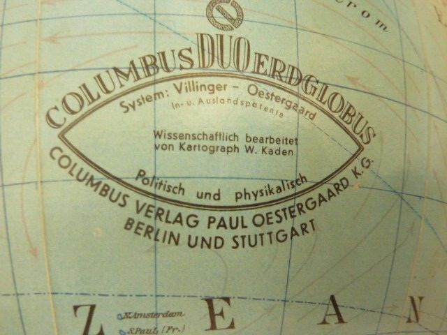 ANCIEN GRAND GLOBE TERRESTRE MAPPEMONDE COLUMBUS ERDGLOBUS BERLIN