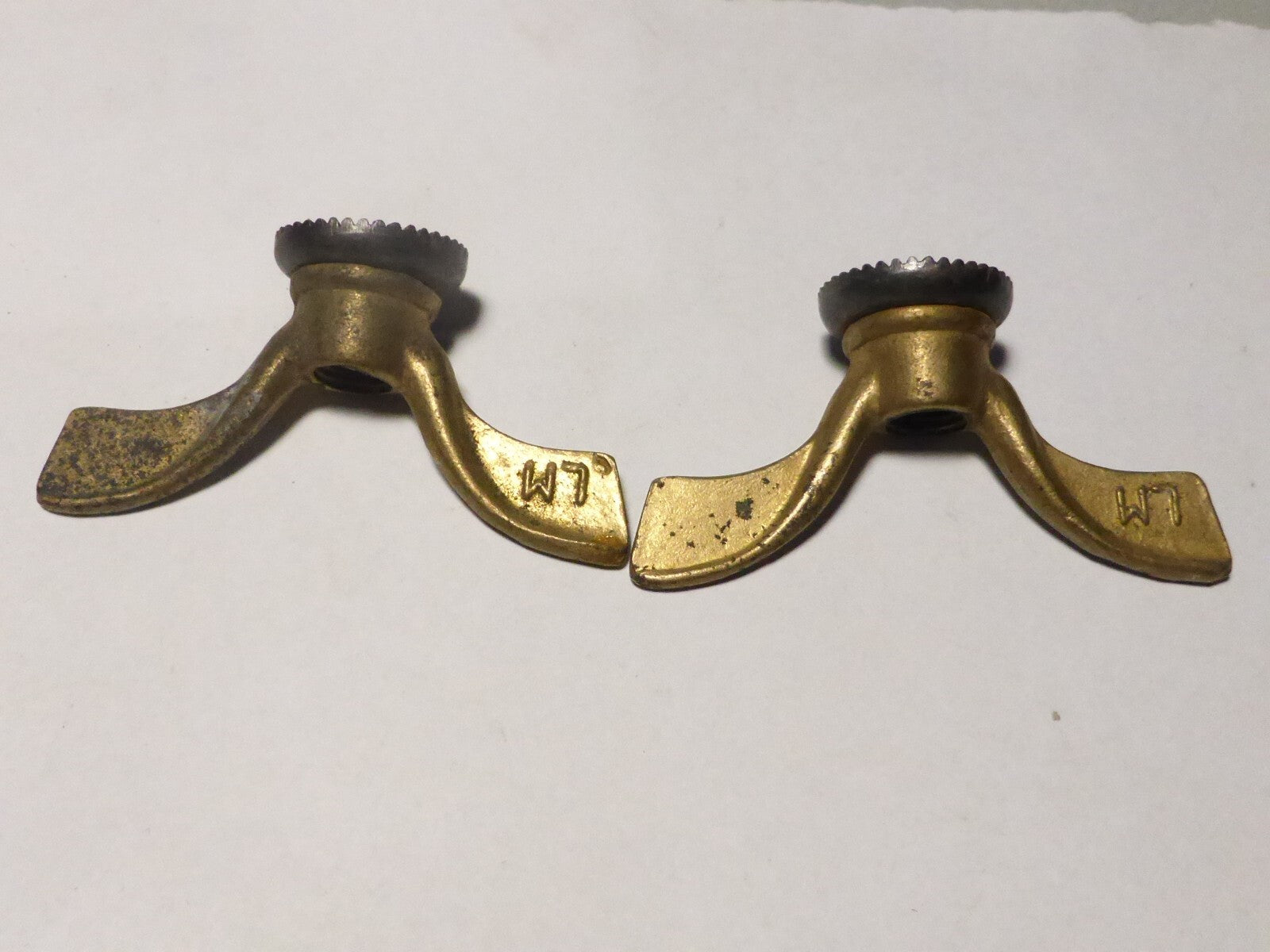 2 anciens Ecrous Papillon Velo Ancien Set Wing Nuts Brass 9 mm vintage LM