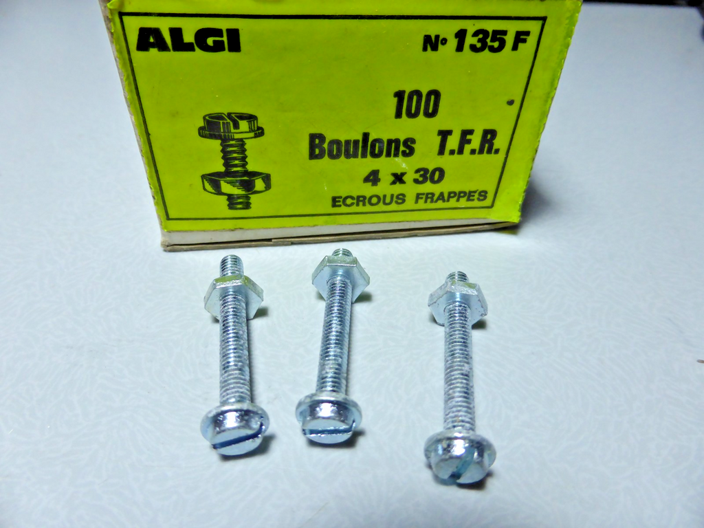 ✨ NOS 3 Boulons T.F.R M4 x 30 ALGI carter garde boue bagages Vélo Cyclo Vintage✨