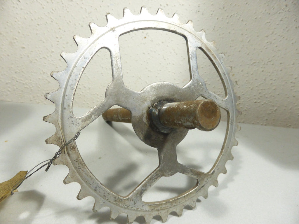 NOS Axe pédalier 36 dents 208 mm Motobécane neuf ancien stock Ø 16 mm cady