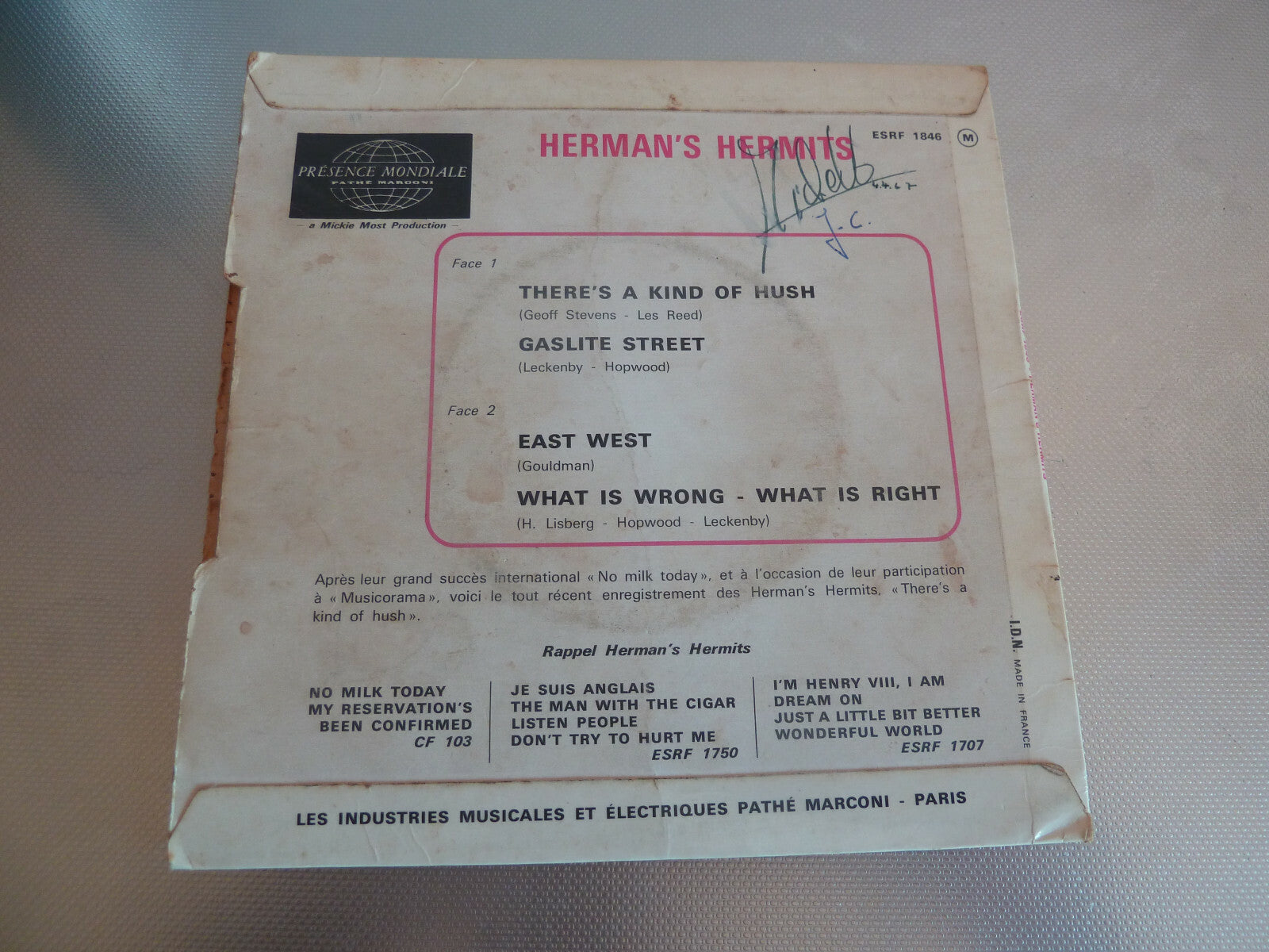herman's hermits"there's a kind of hush"ep.or.fr.columbia.1846 biem