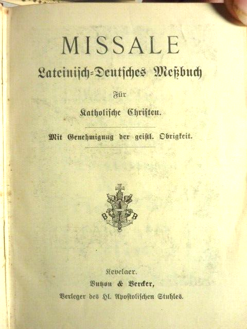 Missel Missale 1909 lateinijch deutjches mekbuch Allemann