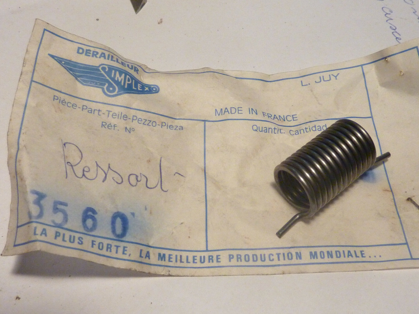 SIMPLEX SLJ Rear Derailleur Spring 3560 NOS 1 Ressort Dérailleur Arrière Vintage