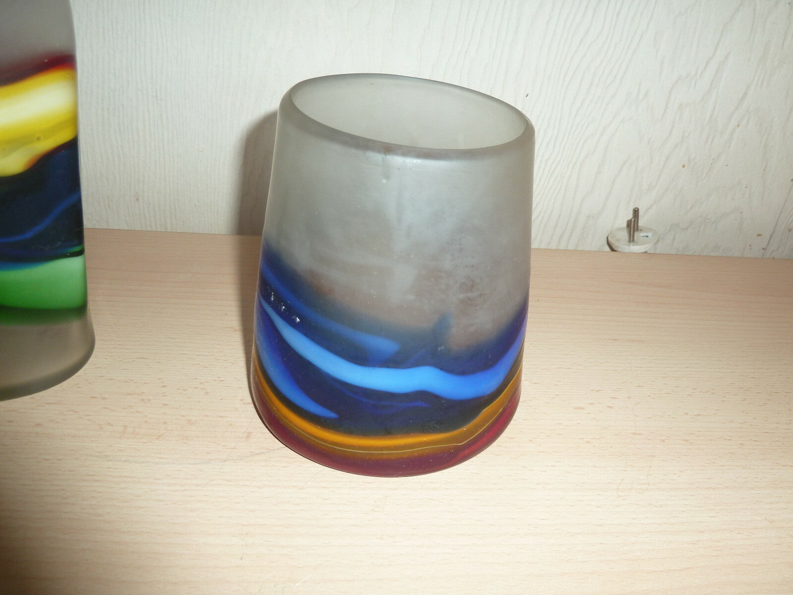 Perses verrerie Golkar Glass  2 pièce bouteille et vase signée verre soufllé