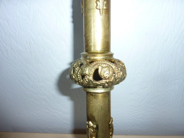 ancien pied de lampe colonne tripode bronze / laiton  XIX