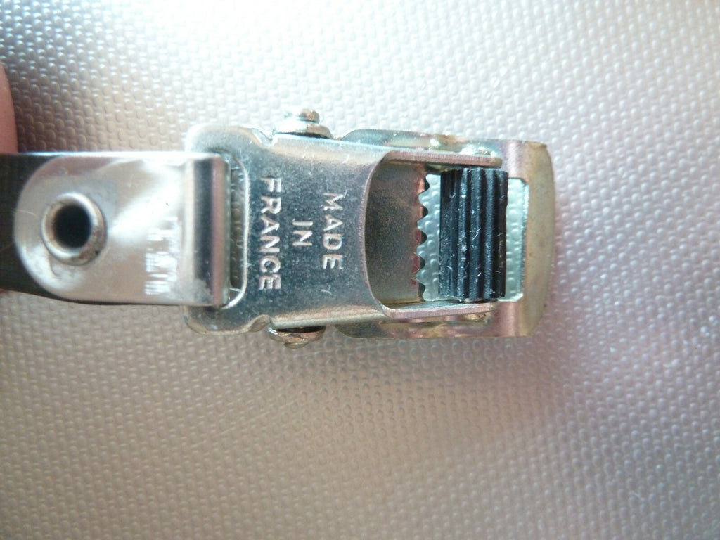 Neu Paire Sangles Toe Clip Lapize Vélo Vintage Laminate Noir Made in France NOS