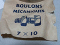 NOS 4 Vis M7 10 mm longueur total 15 mm avec écrou  Vis et écrou