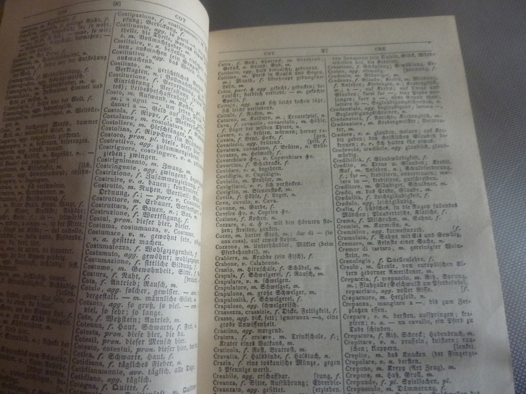 DIZIONARIO ITALIANO - TEDESCO by F E Feller, 1882 Ed, Italian-German Dictionary