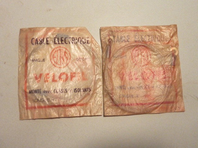 ✨ NOS lot de 2  cable electrique 0..6 metre VELO MOBYLETTE optique phare dynamo✨