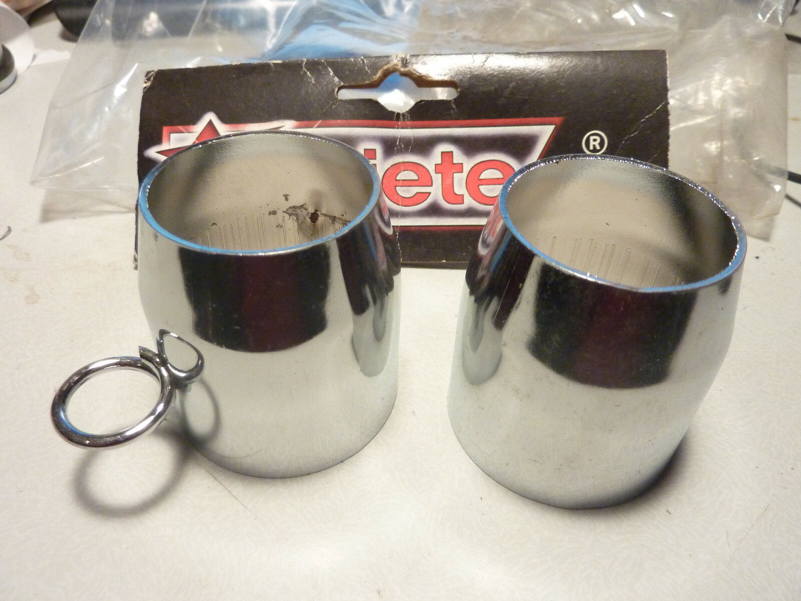 NOS NEU cache poussire vintage Ariete chromé ø 35-44 Longueur 48 mm